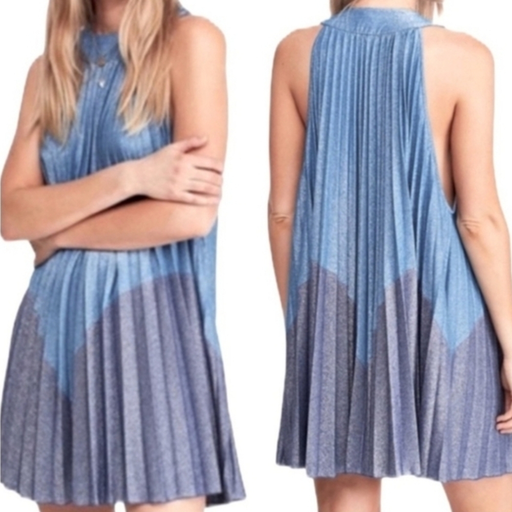 Free People Metallic Love Pleated Dress - Picture 3 of 7